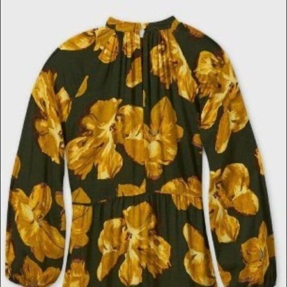 A New Day Floral Print Tiered Dress New Green Yellow Small - Picture 2 of 8